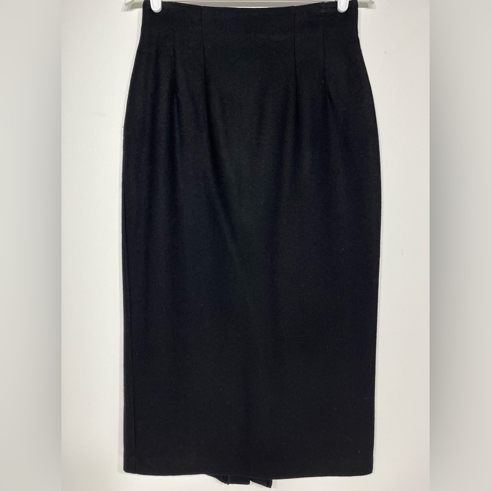 Isaac Hazan 100% wool skirt midi black size 8
